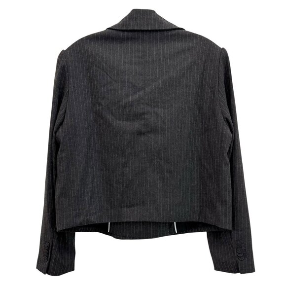 Anthropologie Maeve 80s Boxy Blazer Jacket Grey Womens Medium Striped Oversized - Picture 3 of 13